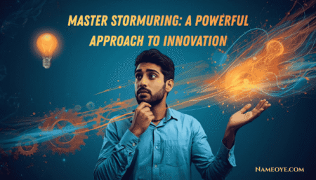 A person using stormuring to transform stress into creative solutions, with glowing lightbulbs symbolizing innovation and problem-solving.