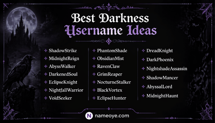 Best Darkness Username Ideas