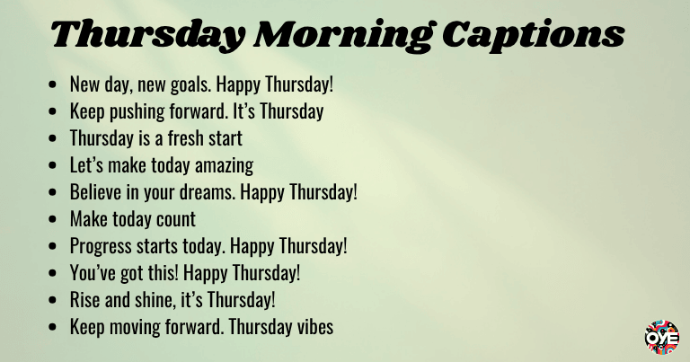 Thursday Morning Captions