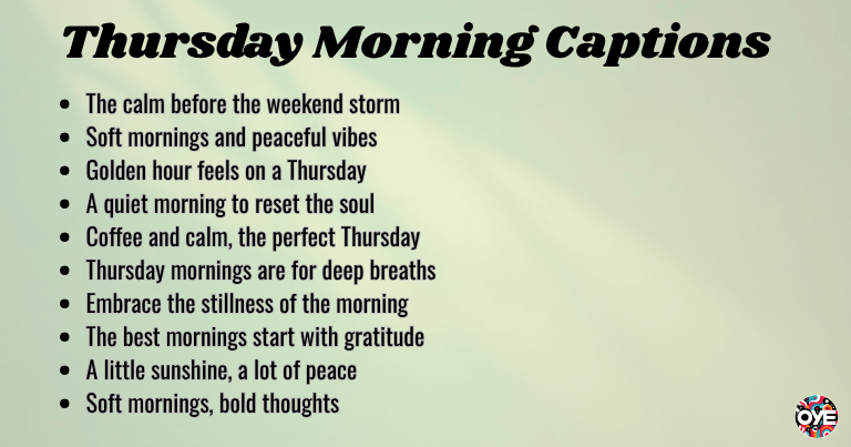 Thursday Morning Captions